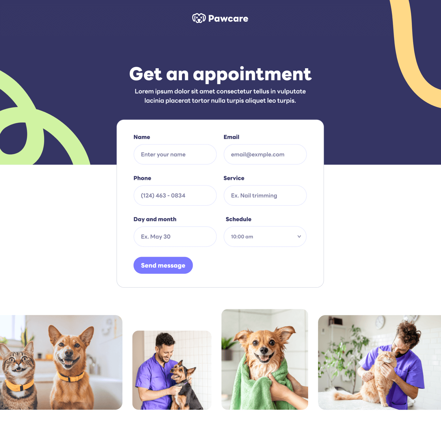 Pawcare Book On Appointment V3 Main Page Grooming Webflow Template | BRIX Template
