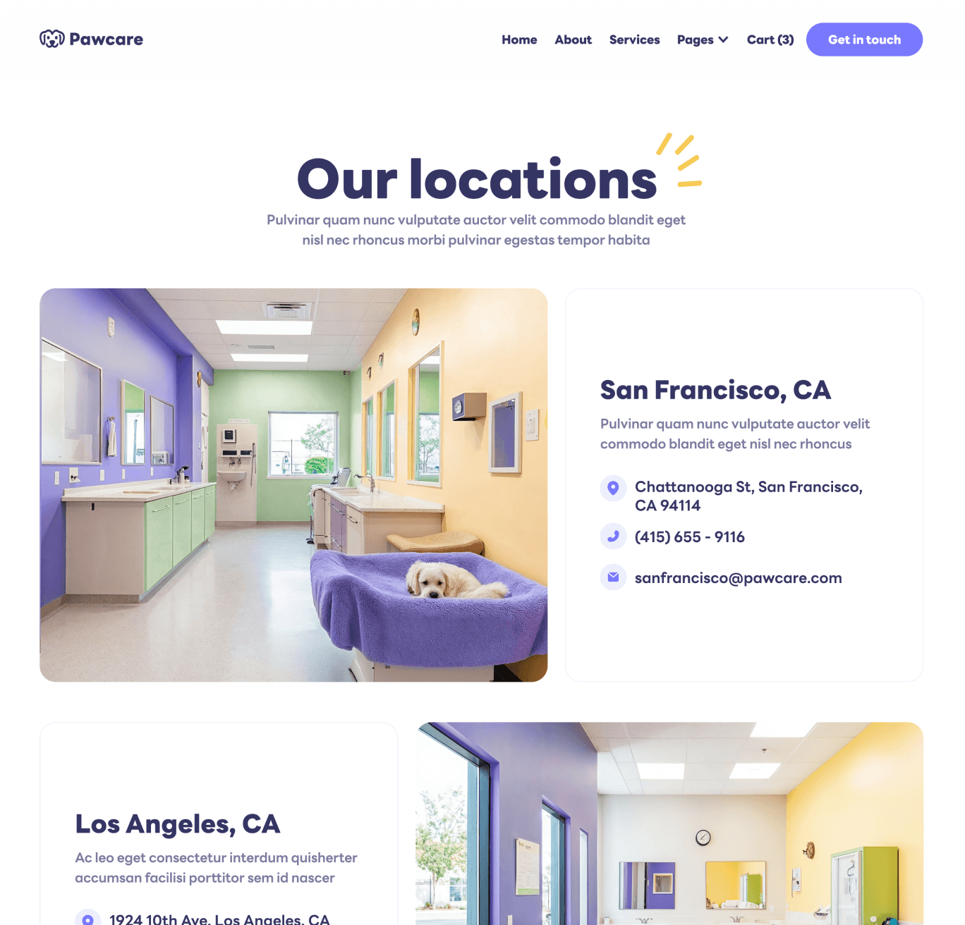 Pawcare Locations Hero Page Grooming Webflow Template | BRIX Template
