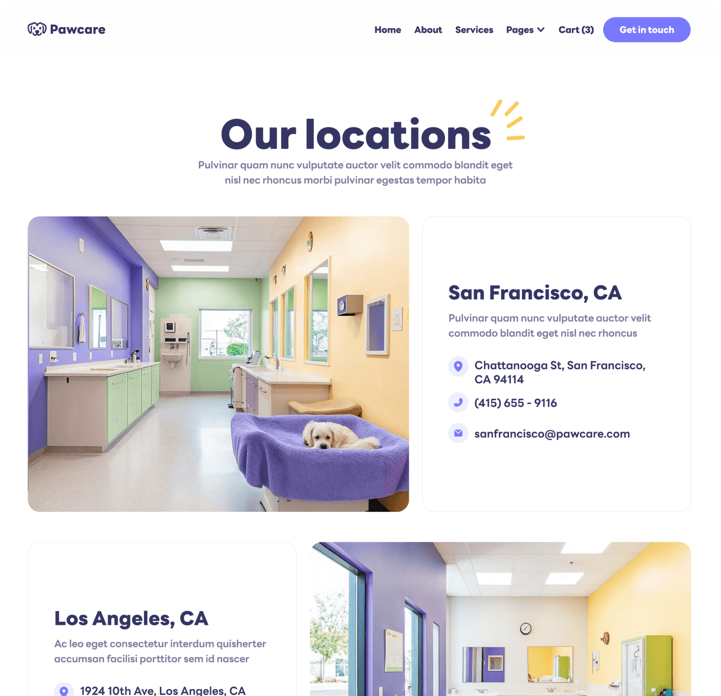 Pawcare Locations Main Page Grooming Webflow Template | BRIX Template
