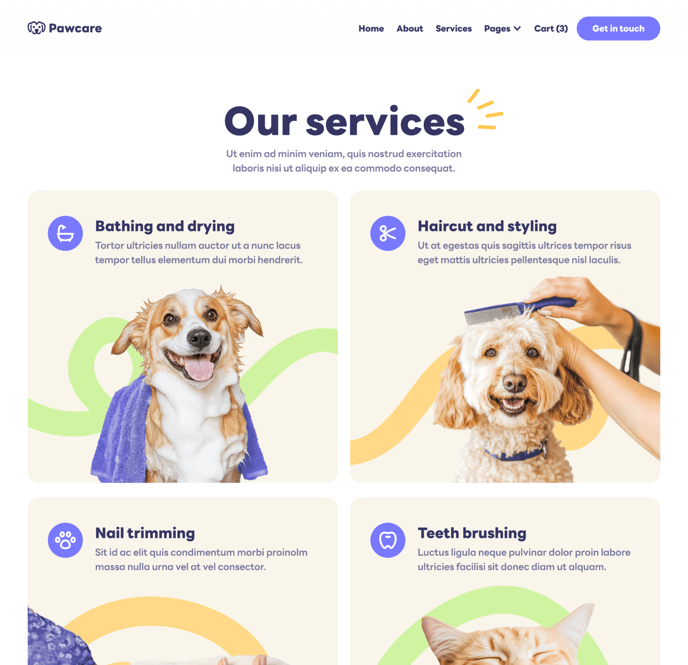 Pawcare Services V1 Main Page Grooming Webflow Template | BRIX Template
