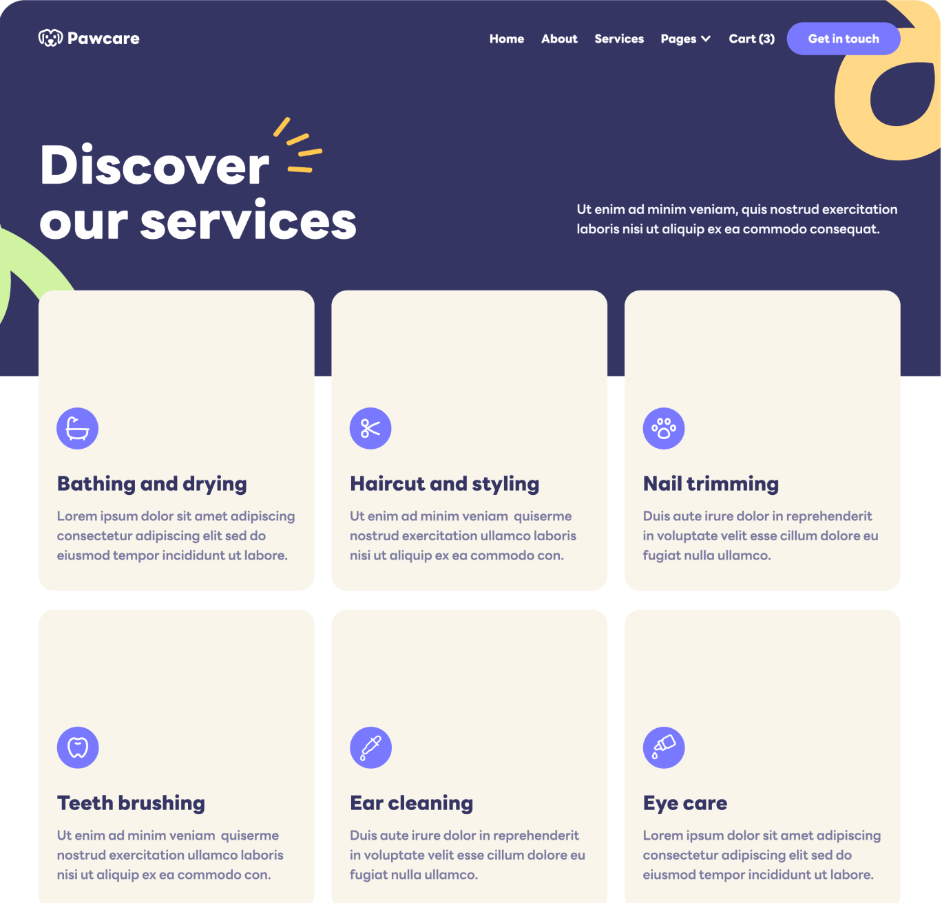 Pawcare Services V2 Hero Page Grooming Webflow Template | BRIX Template
