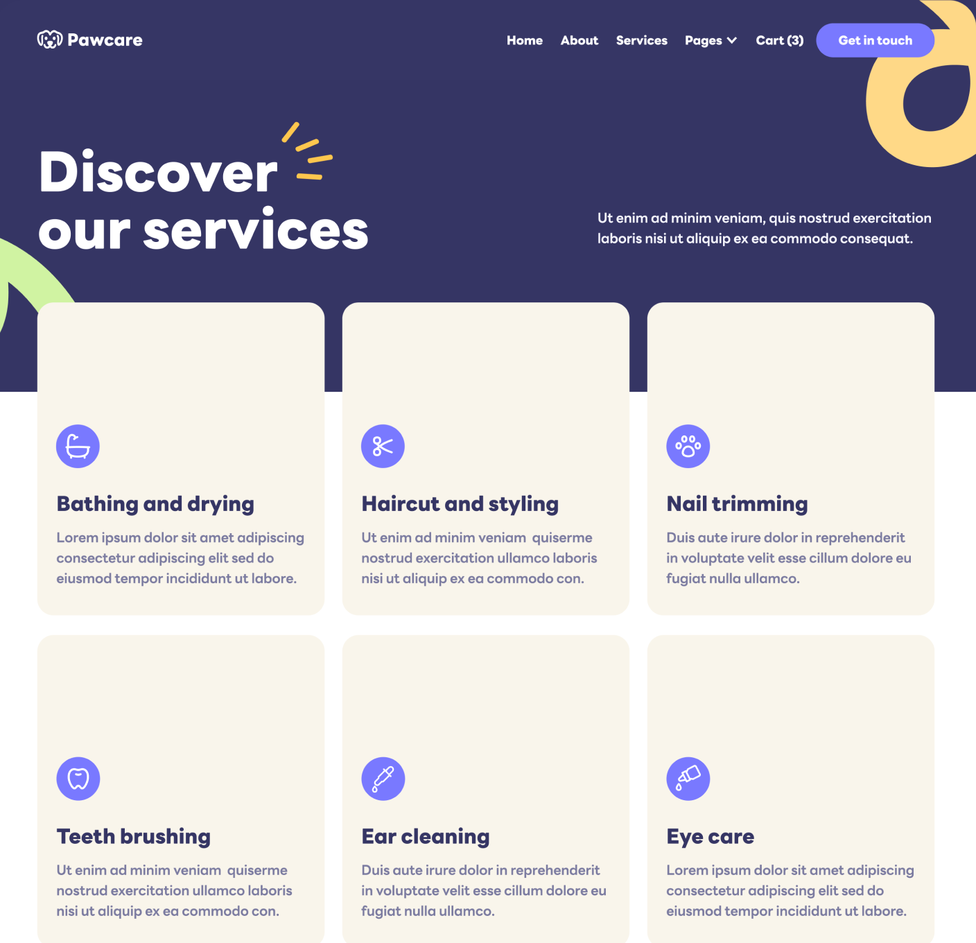 Pawcare Services V2 Main Page Grooming Webflow Template | BRIX Template
