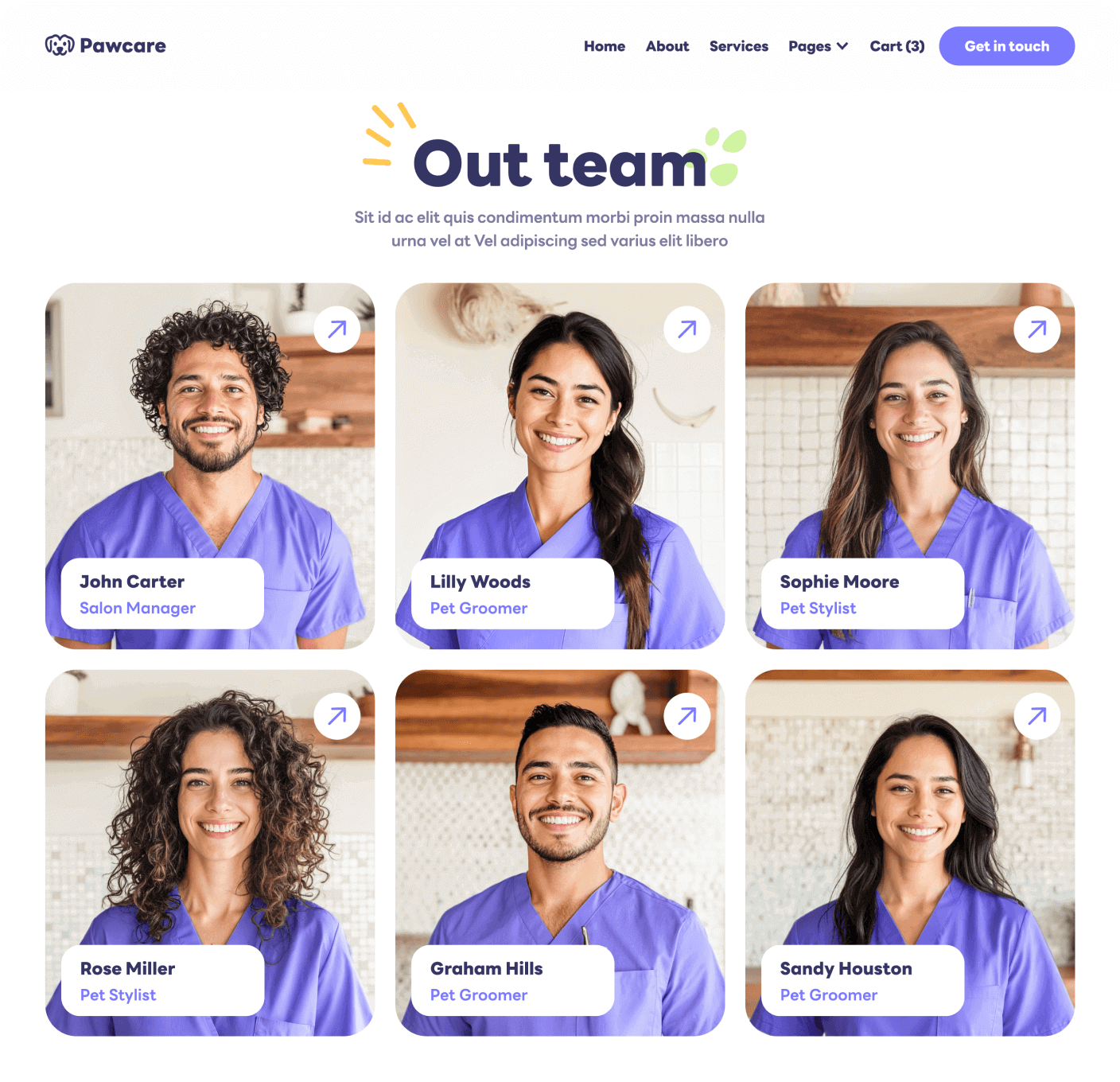 Pawcare Team Main Page Grooming Webflow Template | BRIX Template
