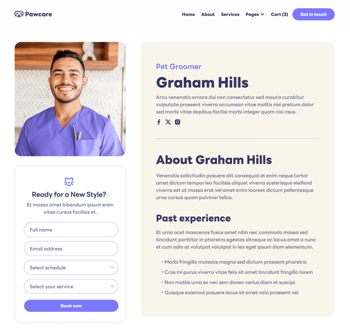 Pawcare Team Single Hero Page Grooming Webflow Template | BRIX Template
