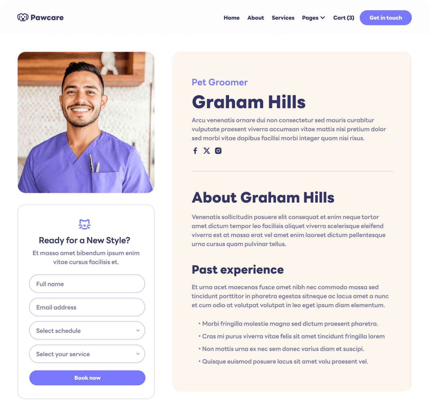 Pawcare Team Single Main Page Grooming Webflow Template | BRIX Template
